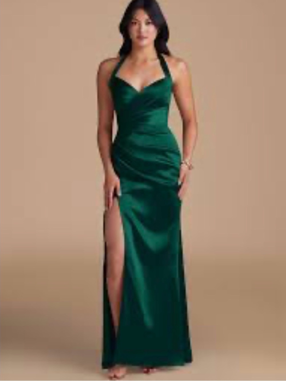 Emerald Halter Satin Evening Gown